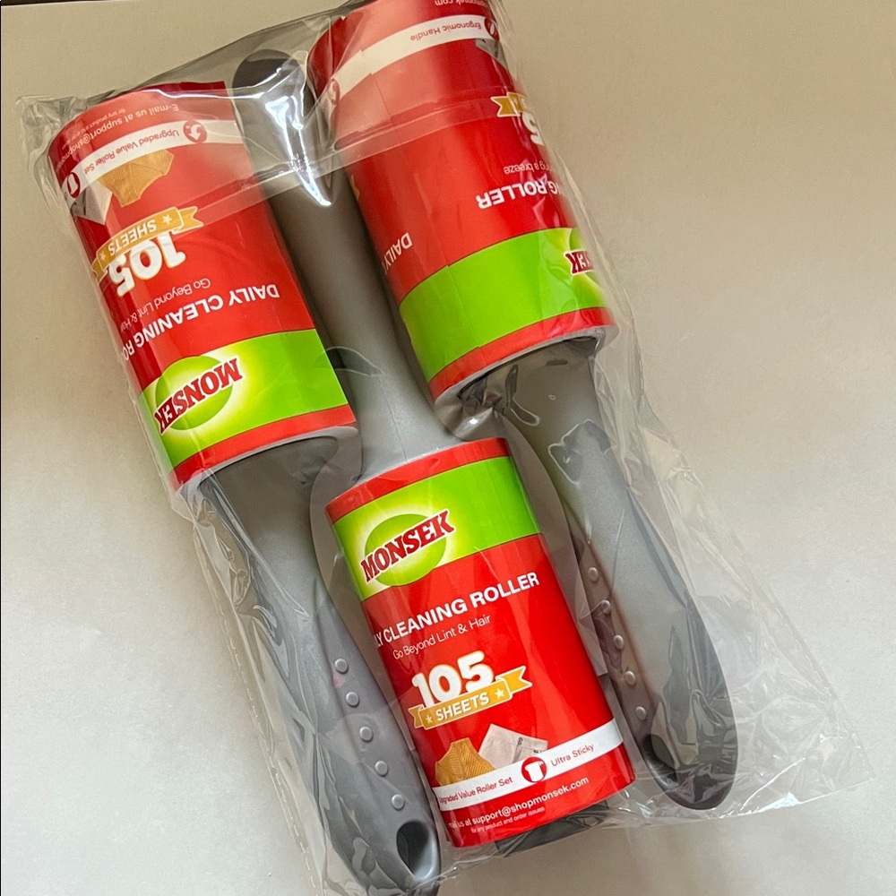 Monseki Lint Roller Set with Gray Handles